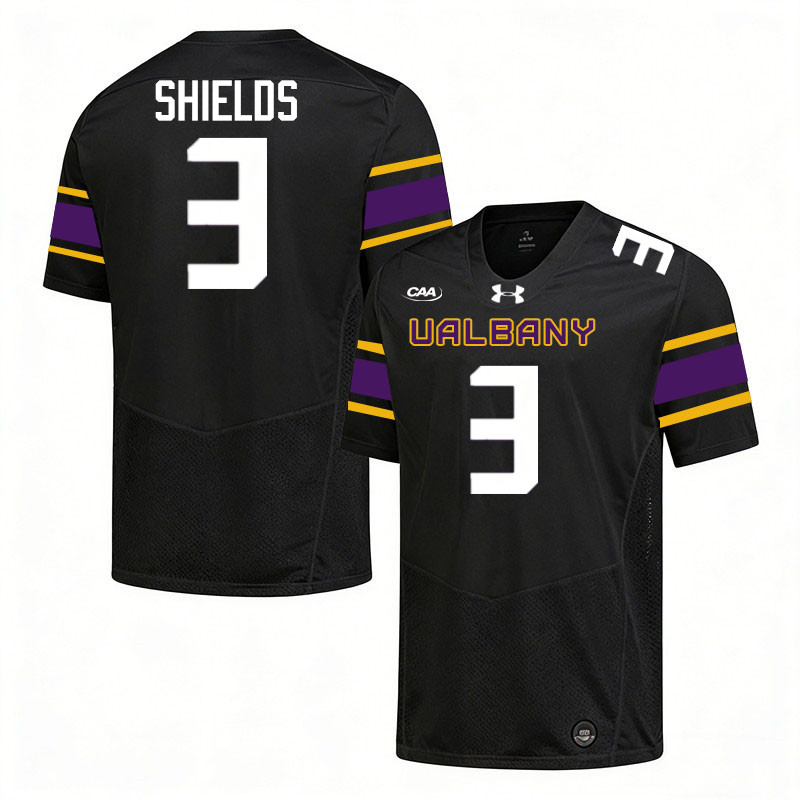 UAlbany Great Danes #3 Jack Shields College Football Jerseys,Uniforms-Black